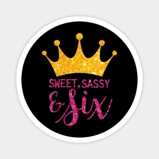 Sweet Sassy  Six 6Th Birthday 6 Year Old Girl Party Magnet